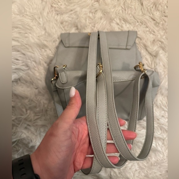 JUSTFAB Grey Circle Flap Backpack with gold buckle - Picture 5 of 9
